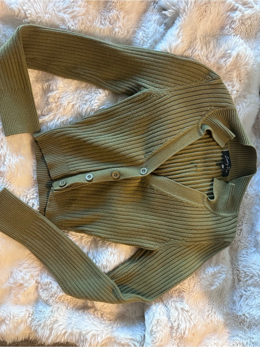 Emory Park Olive Green Ribbed Sweater Top